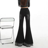 Fongt Mm Dopamine Wearing Gradient Love Straps With Ripped Jeans Women's Large Size Loose Thin Broad Leg Pants
