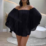 Fongt Summer New Women's Clothing Out-Shoulder Commut Fashion Leisure Shorts Pressure Folding Set