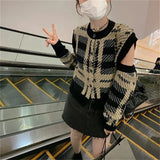 Fongt Spell Color Small Fragrant Wind Sweater Coat Female Autumn New Korean Version Design Sense Removable Long Sleeve Knit Cardigan-Outfit