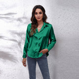Fongt Shirt Women's Denswear Simulation Silk Long-Sleeved Shirt New Women's Clothing