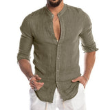 Fongt Explosion Autumn/Winter V-Neck Linen New Cardigan Long-Sleeved Men's