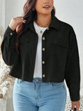 Fongt Large Women's Corduroy Short Casual Coat