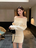 Fongt Xixi 13 Line 2025 Winter Temperament Knitted High-Neck Dress Dress Thin High-Waist Short Skirt Women 25533