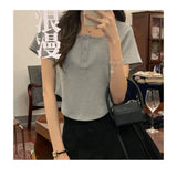 Fongt T-Shirt Female 2024 Summer New Korean Version Show Slim Inside Students Slim Students Thread Button Jacket