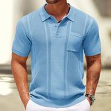 Fongt Men's POLO Shirt Summer Solid Color Short Sleeve Pit Commuter Jacket Knitted