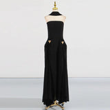 Fongt Simple Dress Women 2025 Summer New Solid Color Tector Float Design With A Sense Of Body Design Long Dress
