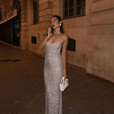 Fongt Design Flash Temperament Sling Dress Woman Fashion Sexy Body Dress