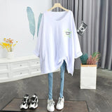 Tshirts Oversized Korean Loose Thin V-neck Mid-length Long-sleeved Bottoming Tshirt Long Sleeve Summer Tops For Women