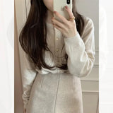 Knitted Heart Buttoned Cardigan-Outfit