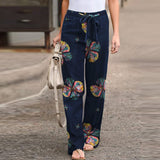 Simple Comfortable Elastic Waist Linen Trousers