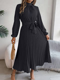 Autumn And Winter Elegant Long Sleeves To Close The Waist 100 Folding Dress Dress Women's