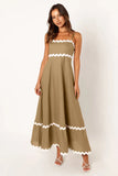 Fongt Summer New Solid Color Lace Stitching With Elegant Strapless Oversized Hem Dress-88106-Outfit
