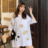 Tshirts Female 2021 Spring Summer Harajuku Tops L-4XL Plus Size Crew Collar Short Sleeve Tee Graphic T-shirt Cute Hug