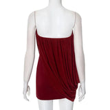 Burgundy Strapless Draped Mini Dress-Outfit