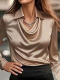 Fongt And Autumn Temperament Solid Color Vertebery Collar Women's Shirt