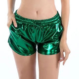 Shiny Metallic Hot Shorts Summer Holographic Wet Look Casual Elastic Drawstring Festival Rave Booty