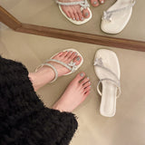 Fongt And Summer 2025 New Toe Women's Coarse And Cool Slippers Water Drill Bows And Skirts Can Wear Beach Drag