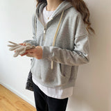 Style Gray Hooded Hoodie In Autumn And Winter