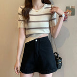 Fongt Knitted Shirt Girl 2023 Summer New Ocean With Small Thin