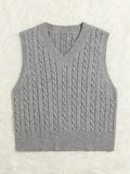 Fongt Sweaters Women's Knitted Vest Jumper V-Neck Vest Sweater Sleeveless Top