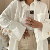 Fongt Spring 2023 Long-Sleeved Double Pocket Shirt Fashion Design Sense Niche White Shirt Top-Outfit