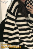 Vintage Striped Sweater Women Harajuku Knitted Oversized Pullover Jumper Loose Casual Chic Long Sleeve Tops