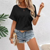 Fongt Wisht-Shirt Casual Women's Round-Neck Short-Sleeved Top