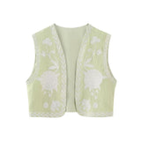Fongt 2025 New Women's Clothing Embroidered Tard Vest