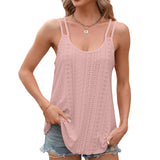 / Summer 2024 New Solid Color Round Collared Sleeveless Sling Vest Top-Outfit