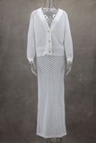 Fongt White Hollow Open Shirt Dress Women's Dress 2025 New Dress Two-Piece