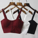 Top Women Camis Halter Top Women Camisole 2018 Summer Sexy Sleeveless Slim Low Chest Button BTS Roupas