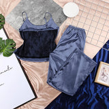 Satin Sexy Pajamas Black Lace