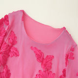 Fongt New Three-Dimensional Platt Flower Horn Sleeves Solid Long-Sleeved Dress