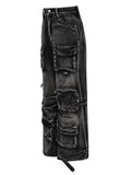 Fongt Trendy Jeans Women 2025 Autumn New Fashion Casual Multi-Pocket Design Style Pants