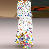 V-neck Long Sleeve Ankle-Length Vintage
