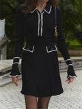 Fongt Temperament Long-Sleeved Knitwear Women's New Short French Pit Tight-Knit Dress In Spring