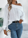 Shooting 2025 Autumn And Winter Casual Sexy Collar Out-To-Shoulder Long-Sleeved Sweater Women's