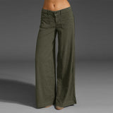 Fongt 2023 ZANZEA Vintage Elegant Wide Leg Pants Women's Summer Trousers Button Front Zip Turnip Causal Turnip Pantalon 7 1127-0-Outfit