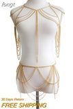 Silver Link Chains Two 2 Piece Set Women Hollow Out Cape Crop Top Long Tassels Mini Skirt Set Party Summer Beach