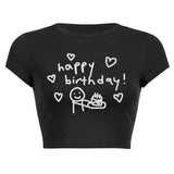 Fongt Simple Print T Women's Fashion Print Crop