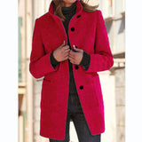 Fongt Autumn And Winter Women's New Ebay Retro Solid Color Button Collar Hair