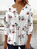 Wear Floral Printed V-neck Sleeve Pleated