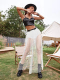 Nightclub Sexy Perspective Pleated Lace Hip Skirt Net Gauze High Waist Half Skirt-Outfit