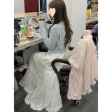 Girl Bow High Waist Slimming Large Skirt-Outfit
