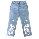 Button Loose Straight Fit Mop Jeans-Outfit