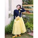 Fongt Style Blue Embroidered Long-Sleeved Knitted Cardigan Women Early Spring Wool Sweater Short Thin Inside Cloth