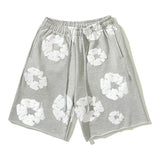 Kanye Bieber The Same Kapok Full Of Printed Shorts For Men And Women Loose Summer Leisure Beach Pants-Outfit