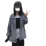 Fongt 2024 New Korean Version Of Denim Jacket Women's Loose Ins Versatile Medium Long Long Sleeve Student Jacket-Outfit