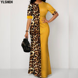 Summer African Dresses for Women New Dashiki Yellow Leopard African Clothes Plus Size Print Retro Africa Bodycon Long Maxi