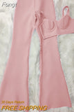 Bandage Set 2 Pieces Strap Sleeveless Bustiers And Long Bell-Bottoms Trousers Sexy Celebrity Party Sheath